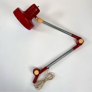 Vintage  Red Desk Table Lamp Drafting Light Articulating Mid Century Modern